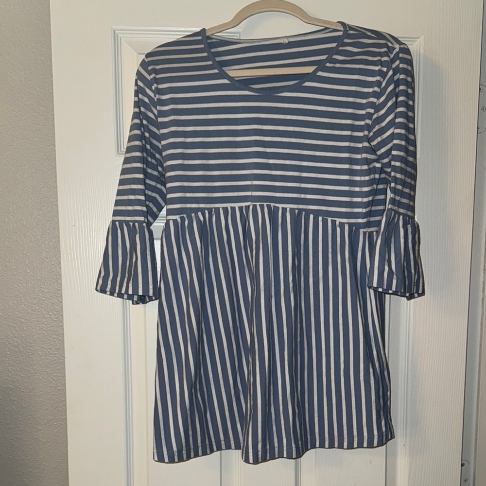 Stylish Blue and White Striped Top